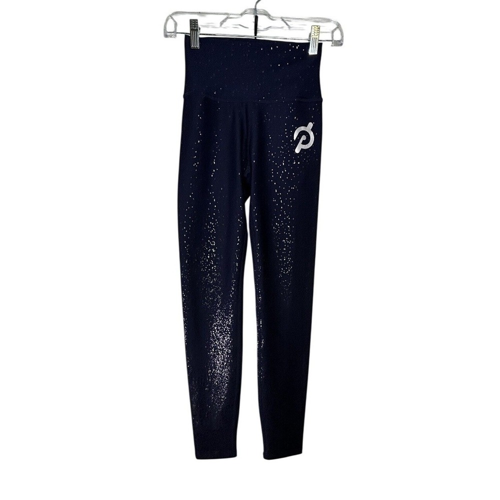 Peloton Show Up Sparkle Shiny Flex Womens Cycling Leggings Blue Logo Size‎ Small